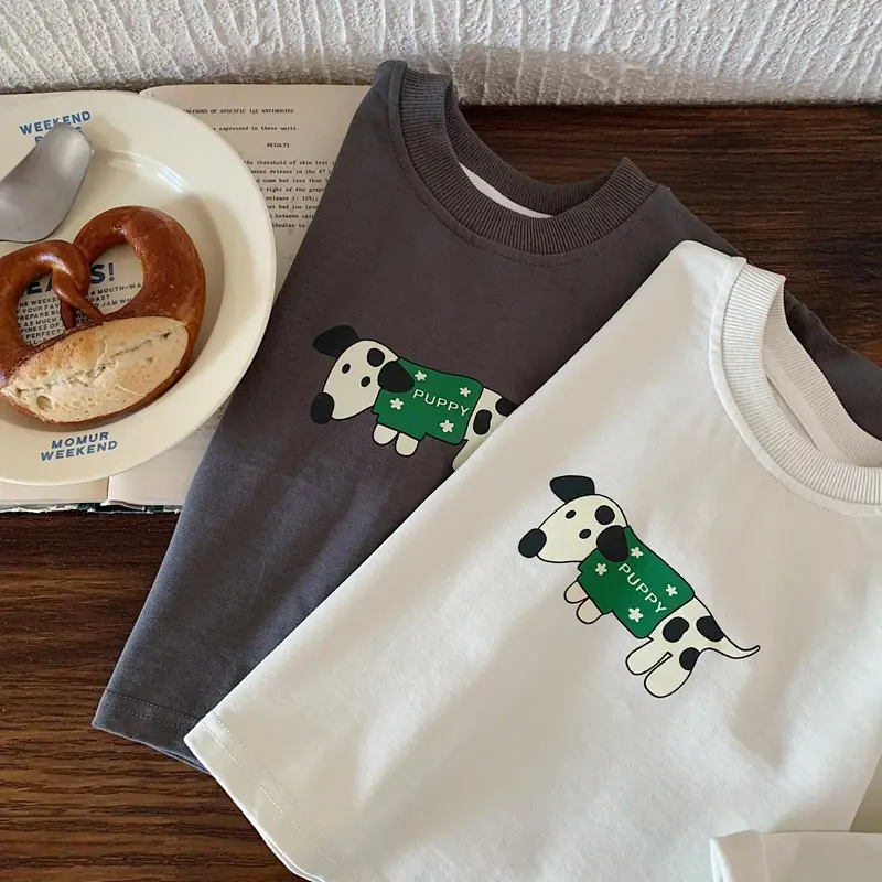 Boys Kids Long Sleeve T-Shirts with Cute Dog Print — feature 8