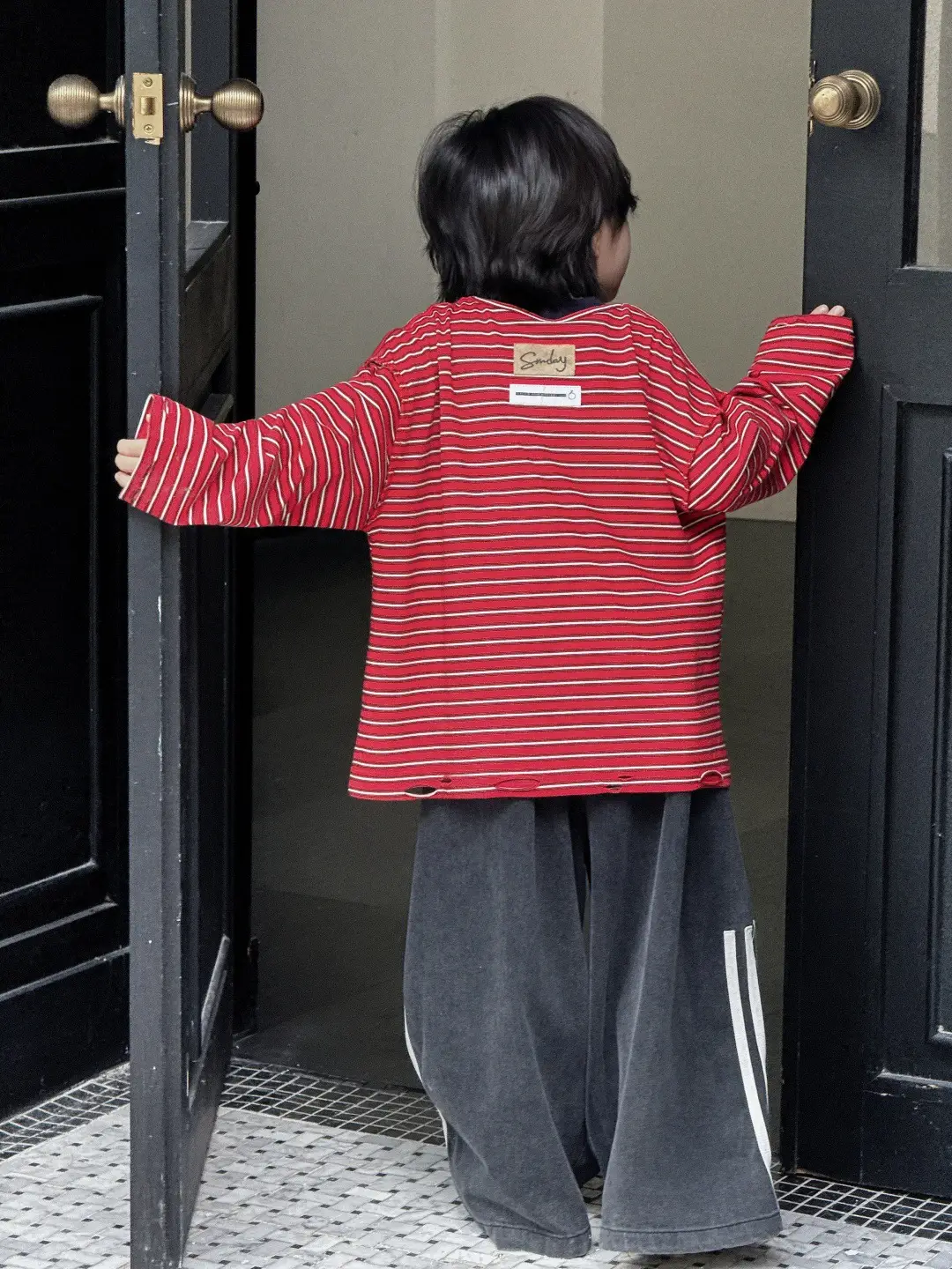 Girls Red Striped Long Sleeve T-Shirt for Boys — feature 8