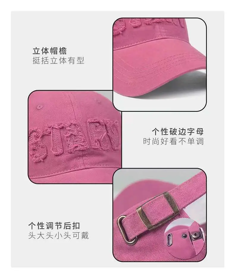 Women's Black Baseball Cap Large Head Circumference Summer — feature 12
