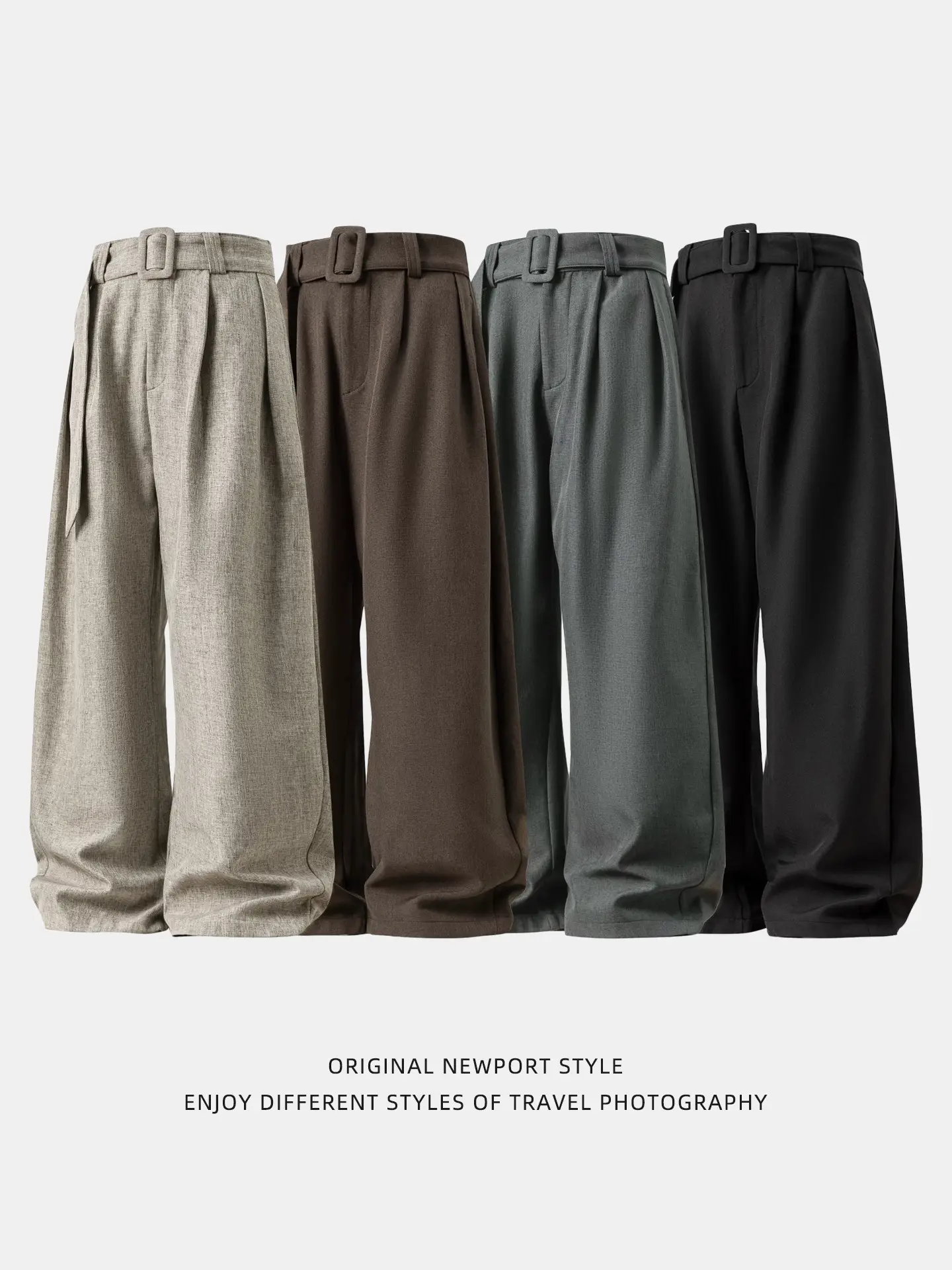 Men's Old Money Style Belt Trousers Brown - Image 9