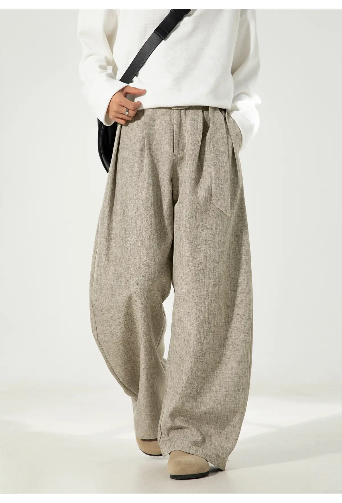 Men's Old Money Style Belt Trousers Brown — feature 22