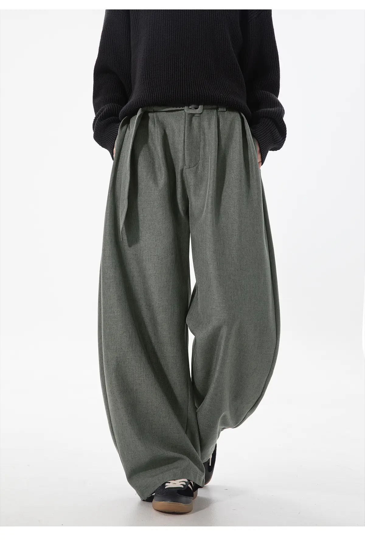 Men's Old Money Style Belt Trousers Brown — feature 28