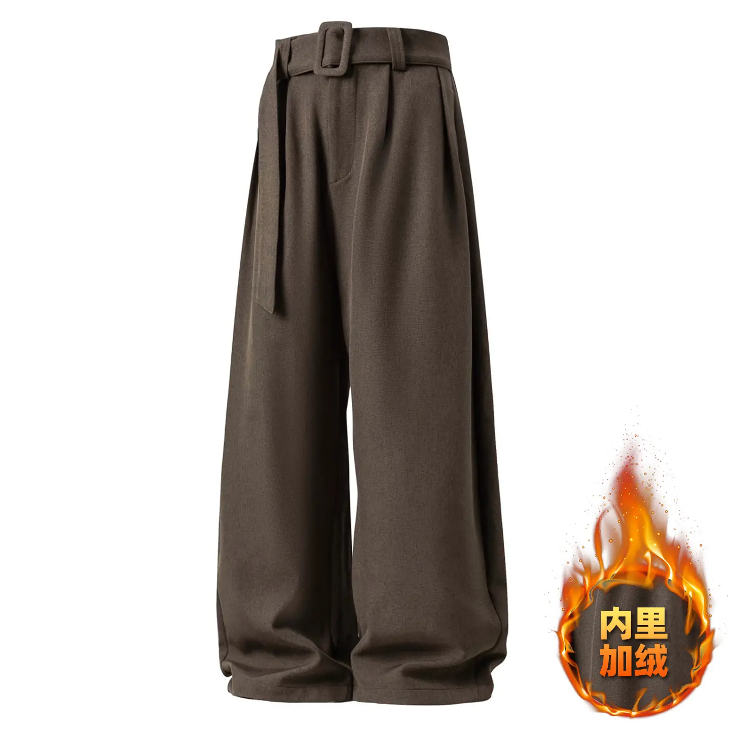 Men's Old Money Style Belt Trousers Brown - Image 4
