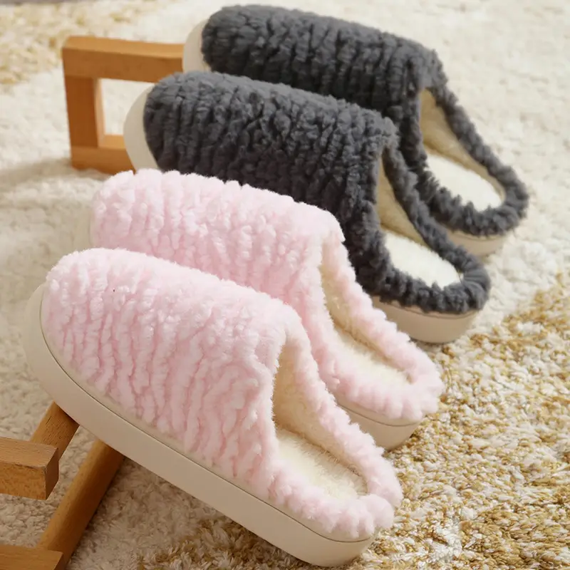New Caterpillar-Style Stepping-On-Feces-Feeling Cotton Slippers for Women, Winter Indoor Warm Plush Slippers for Couples, Men's Version