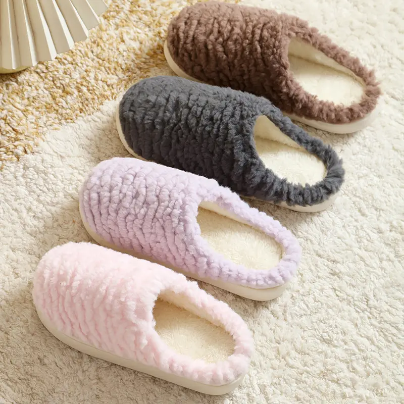 New Caterpillar-Style Stepping-On-Feces-Feeling Cotton Slippers for Women, Winter Indoor Warm Plush Slippers for Couples, Men's Version