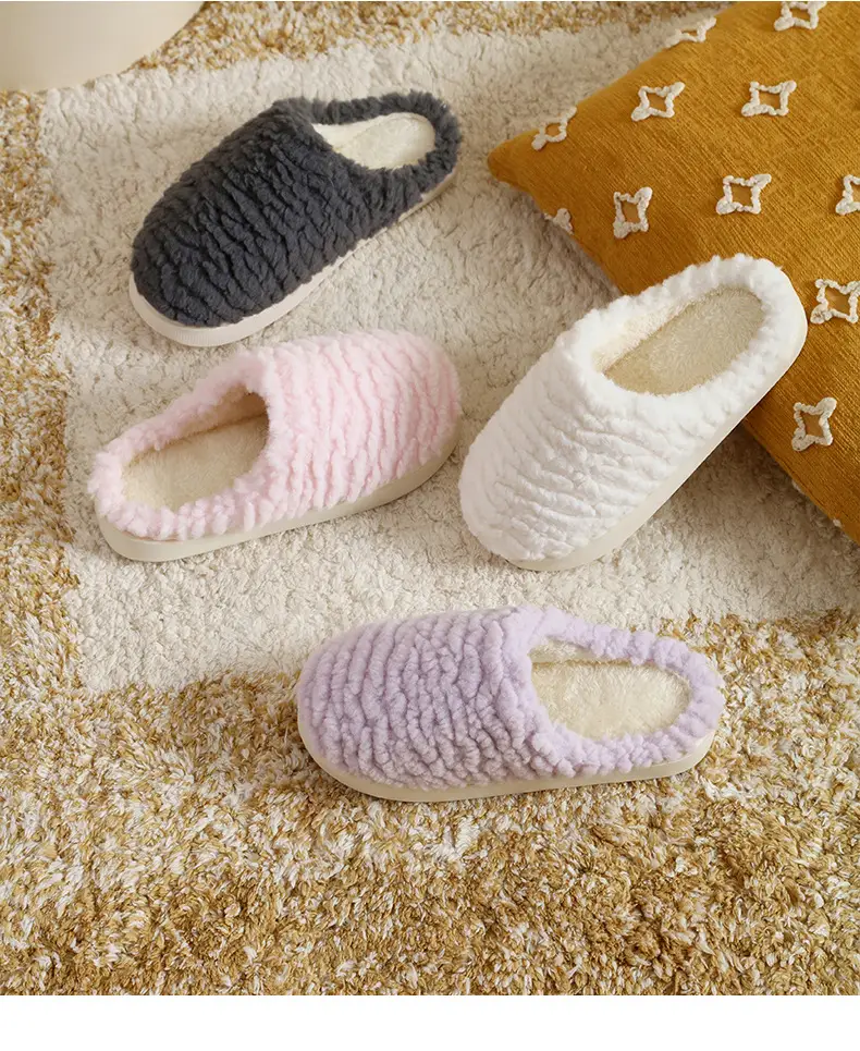 New Caterpillar-Style Stepping-On-Feces-Feeling Cotton Slippers for Women, Winter Indoor Warm Plush Slippers for Couples, Men's Version — feature 12