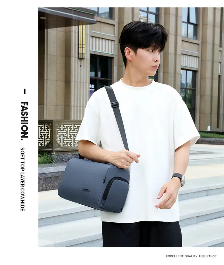 Men Oxford Cloth Shoulder Bag Grey Business Commute — feature 10
