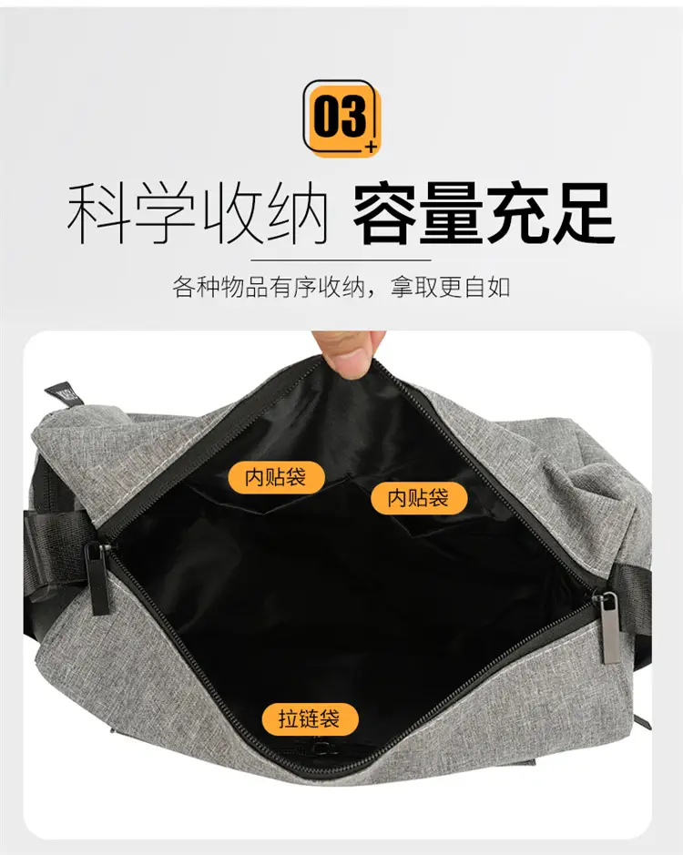 Men Oxford Cloth Shoulder Bag Grey Business Commute — feature 25