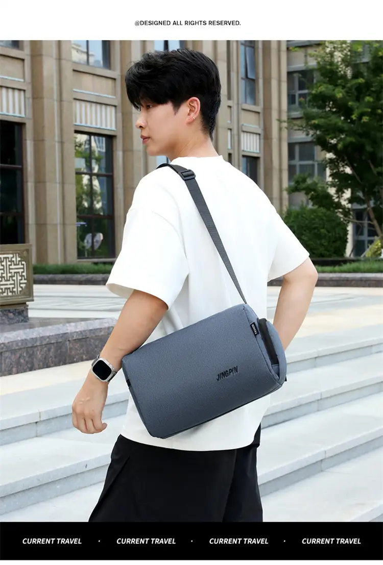 Men Oxford Cloth Shoulder Bag Grey Business Commute — feature 9