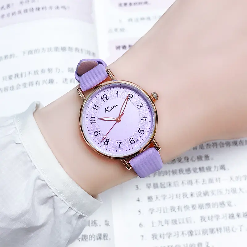 New Style Student Watch for Female Junior High School Students, Korean Version, Simple, Fresh, Digital, Luminous, Waterproof Quartz Watch Wholesale