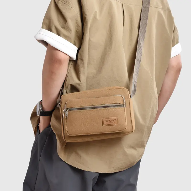 Men's Green Canvas Shoulder Bag with Adjustable Strap - Image 9