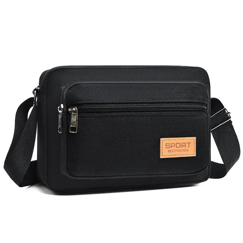 Men's Green Canvas Shoulder Bag with Adjustable Strap - Image 10