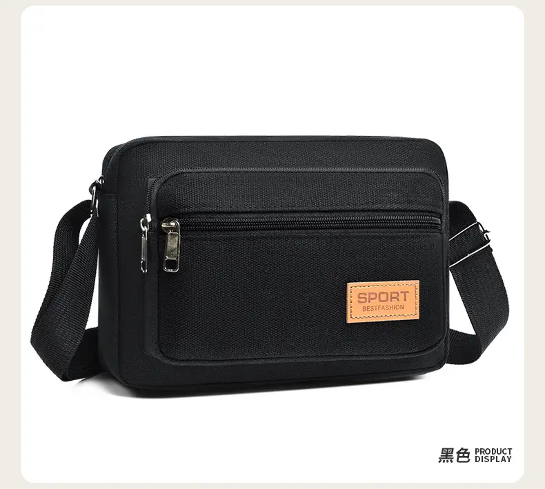 Men's Green Canvas Shoulder Bag with Adjustable Strap — feature 16