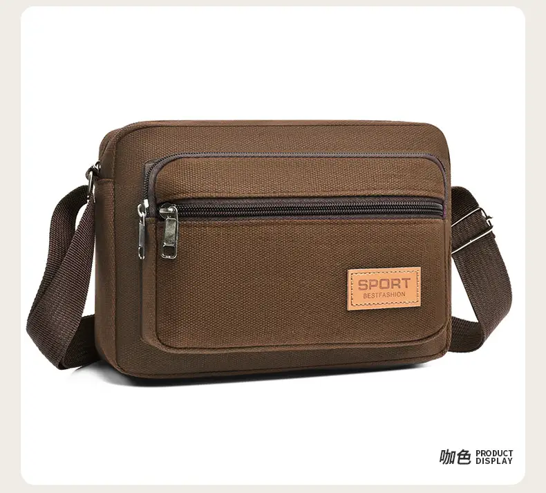 Men's Green Canvas Shoulder Bag with Adjustable Strap — feature 17