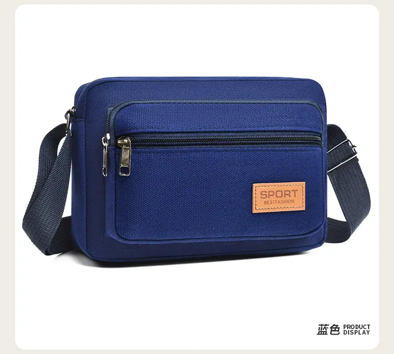 Men's Green Canvas Shoulder Bag with Adjustable Strap — feature 19