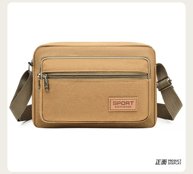 Men's Green Canvas Shoulder Bag with Adjustable Strap — feature 20