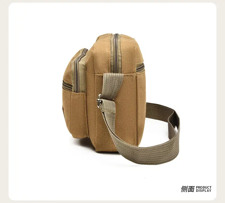 Men's Green Canvas Shoulder Bag with Adjustable Strap — feature 21