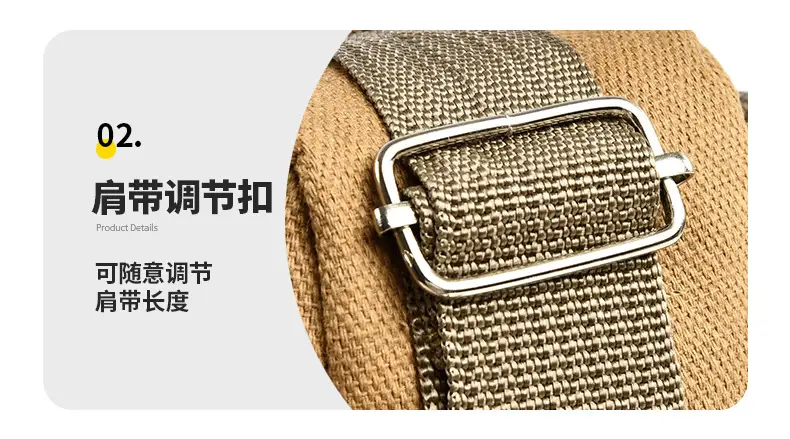 Men's Green Canvas Shoulder Bag with Adjustable Strap — feature 25
