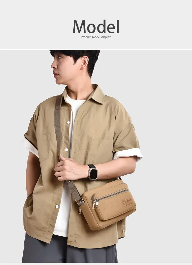 Men's Green Canvas Shoulder Bag with Adjustable Strap — feature 29