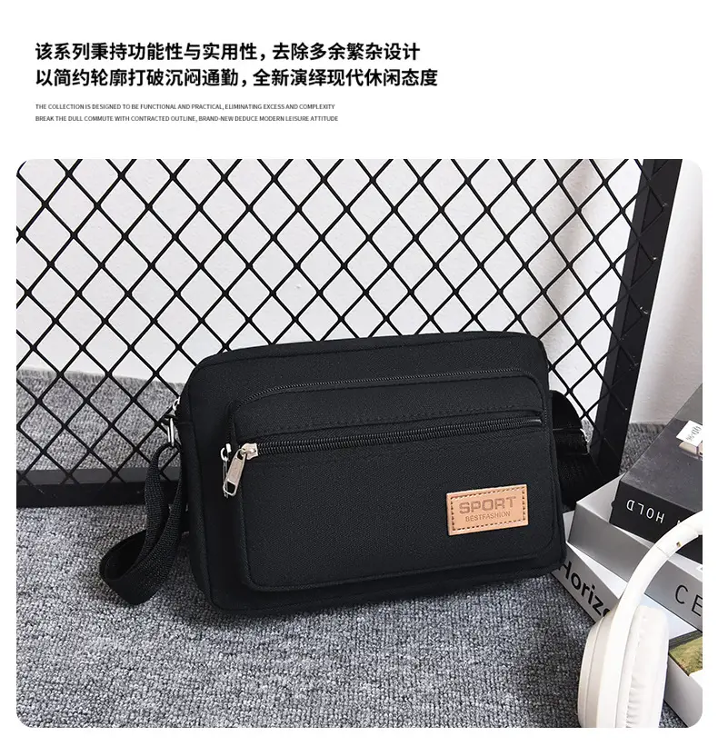 Men's Green Canvas Shoulder Bag with Adjustable Strap — feature 3