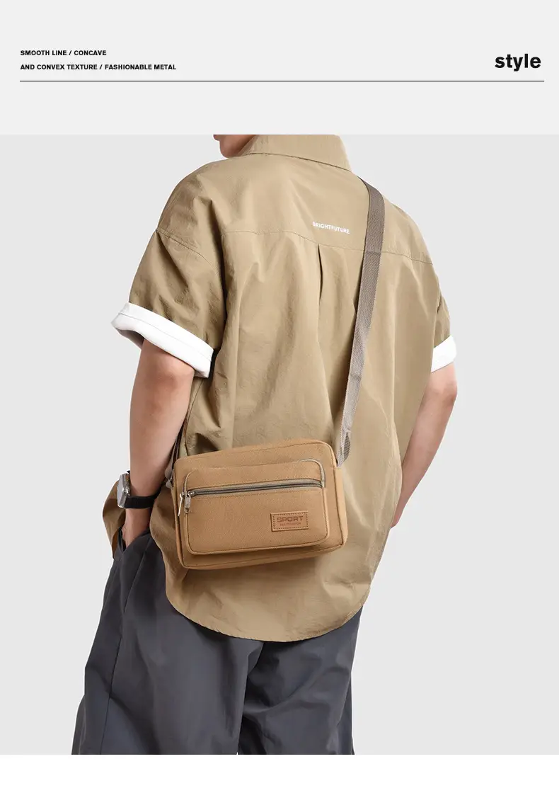 Men's Green Canvas Shoulder Bag with Adjustable Strap — feature 30
