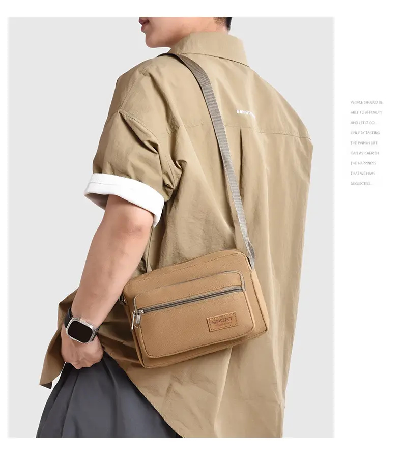 Men's Green Canvas Shoulder Bag with Adjustable Strap — feature 31