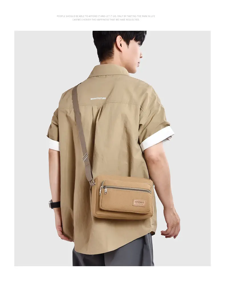 Men's Green Canvas Shoulder Bag with Adjustable Strap — feature 32
