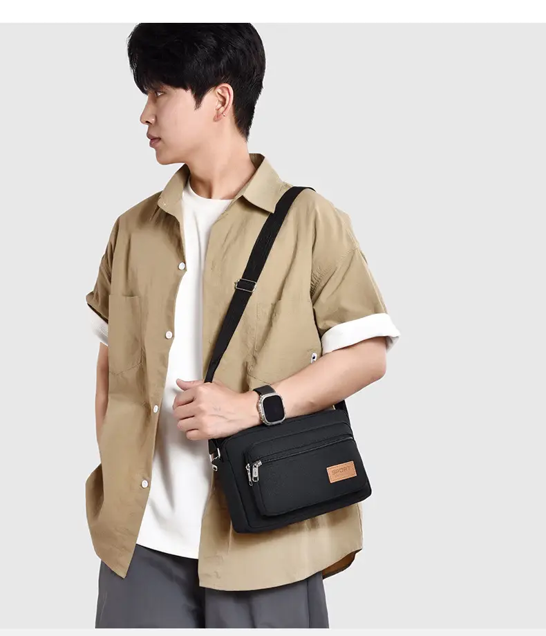 Men's Green Canvas Shoulder Bag with Adjustable Strap — feature 33