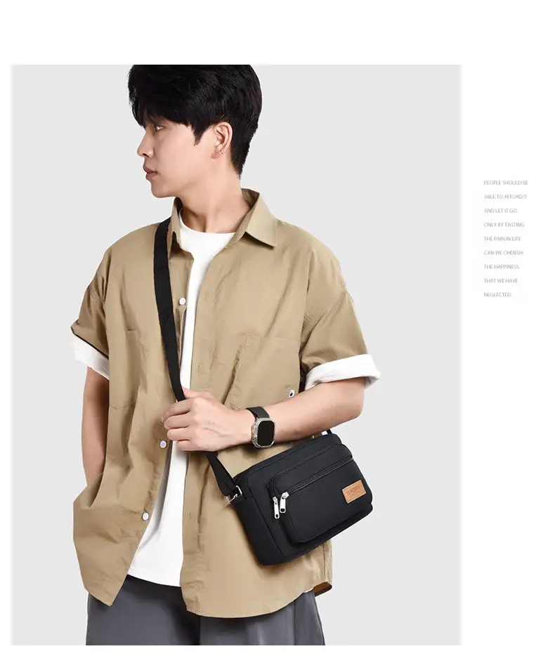 Men's Green Canvas Shoulder Bag with Adjustable Strap — feature 35