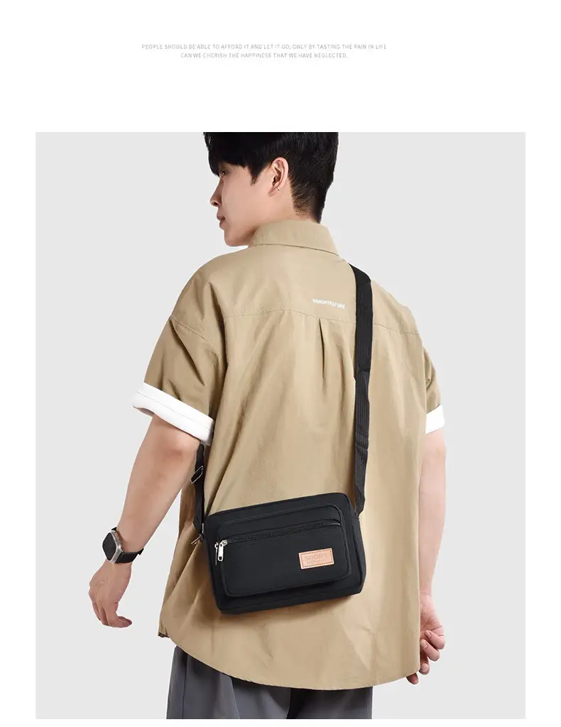 Men's Green Canvas Shoulder Bag with Adjustable Strap — feature 36