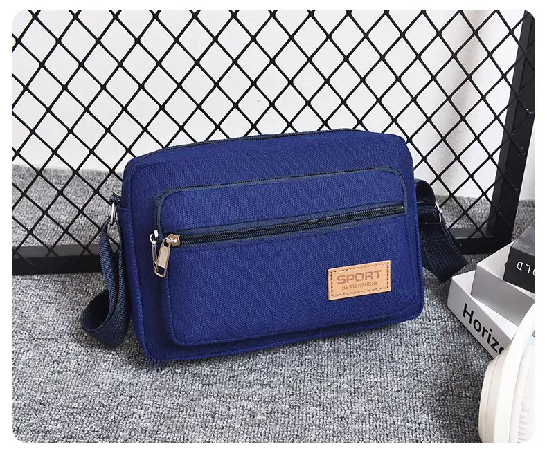 Men's Green Canvas Shoulder Bag with Adjustable Strap — feature 5