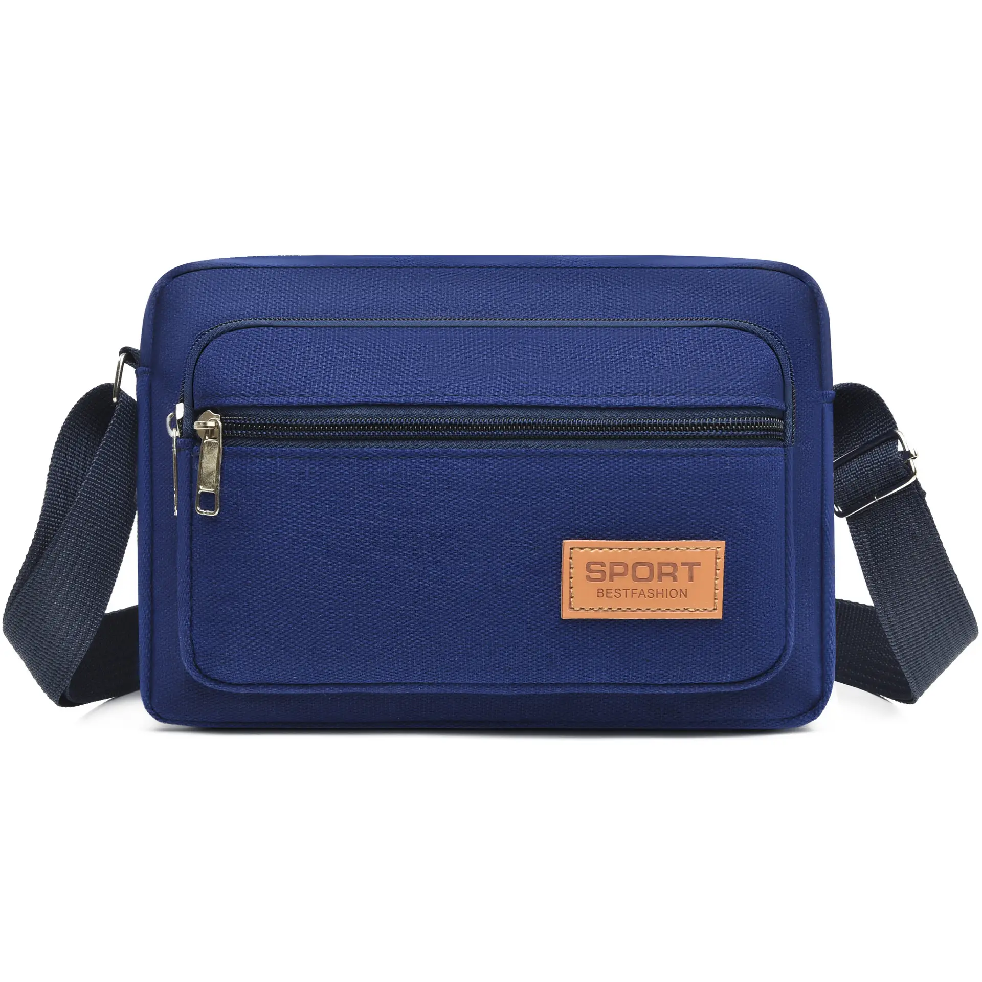 Men's Green Canvas Shoulder Bag with Adjustable Strap - Image 4