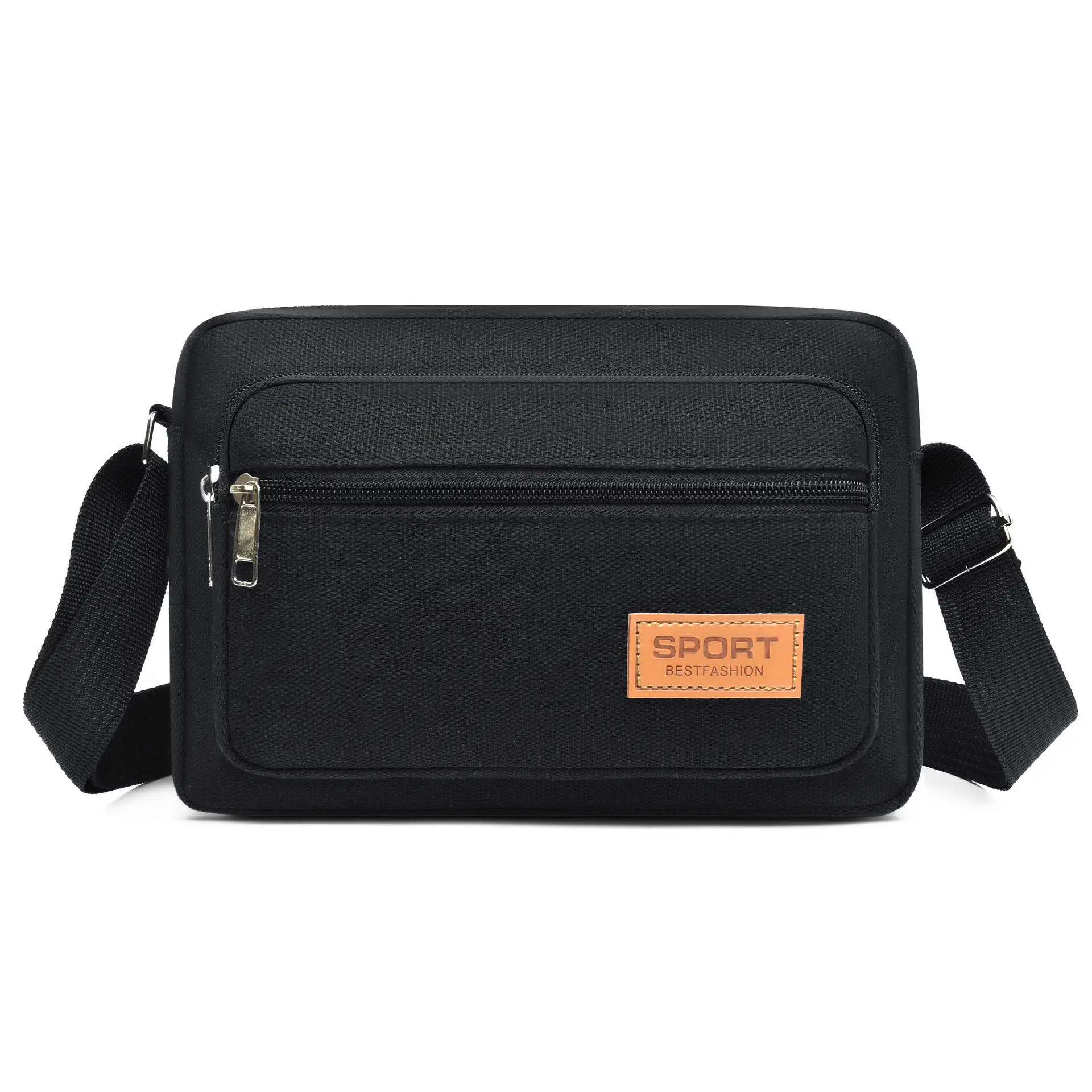 Men's Green Canvas Shoulder Bag with Adjustable Strap - Image 5