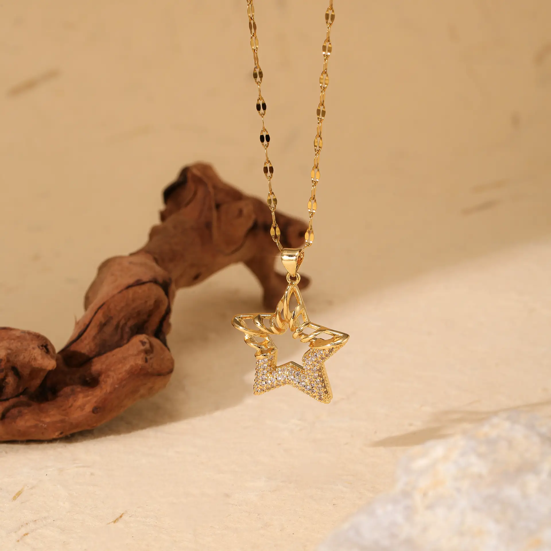 Gold Star Shaped Necklace for Women - Image 2
