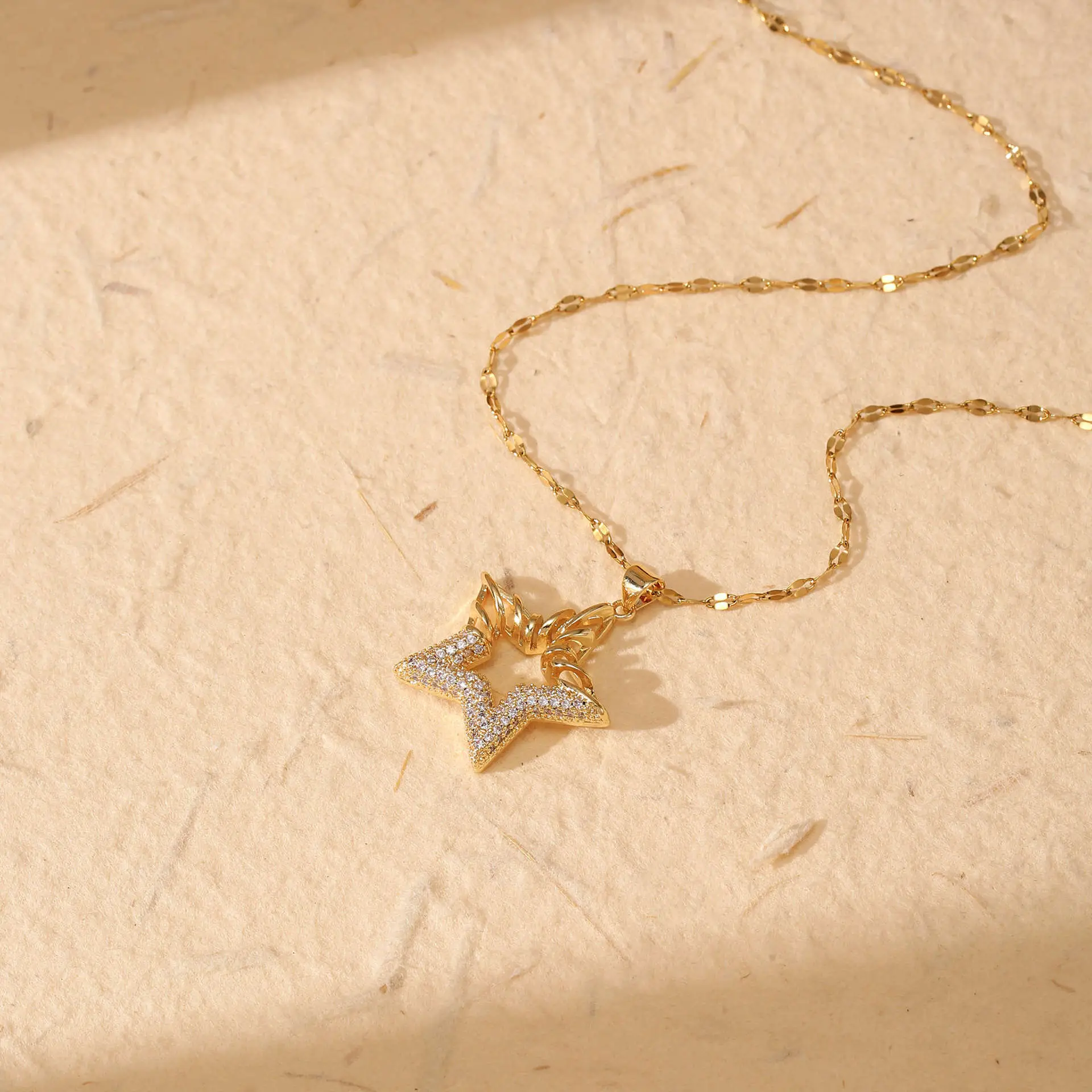 Gold Star Shaped Necklace for Women - Image 3