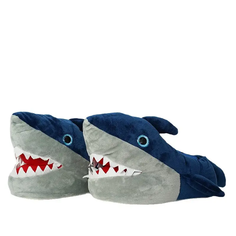 Winter New Cute Cartoon Shark Cotton Slippers for Women, Non-Slip Thick-Soled Warm Personalized Plush Home Cotton Shoes Wholesale - Image 8
