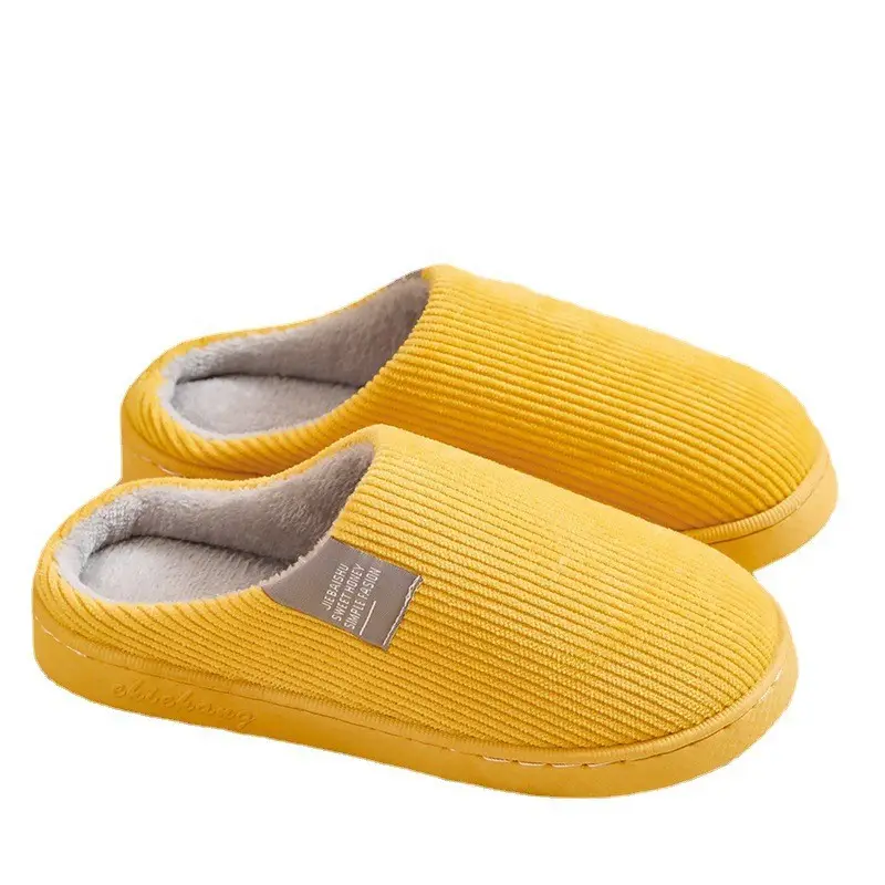 Autumn and Winter Cotton Slippers for Women, Home Use, Non-Slip, Thick-Soled, Couple Style, Indoor Maternity Plush Slippers for Men