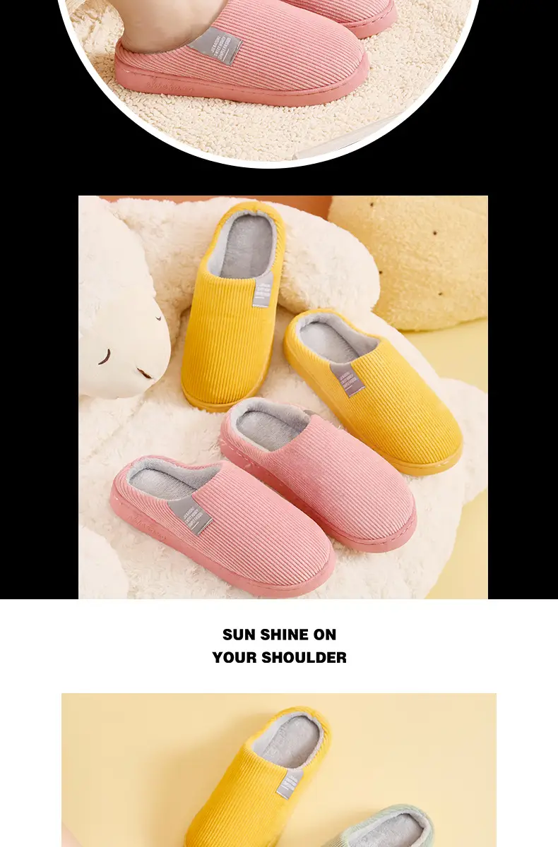 Autumn and Winter Cotton Slippers for Women, Home Use, Non-Slip, Thick-Soled, Couple Style, Indoor Maternity Plush Slippers for Men — feature 11