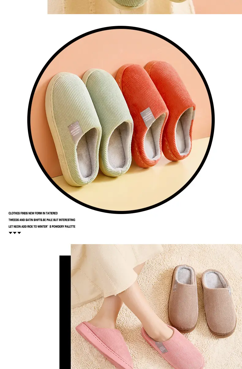Autumn and Winter Cotton Slippers for Women, Home Use, Non-Slip, Thick-Soled, Couple Style, Indoor Maternity Plush Slippers for Men — feature 9