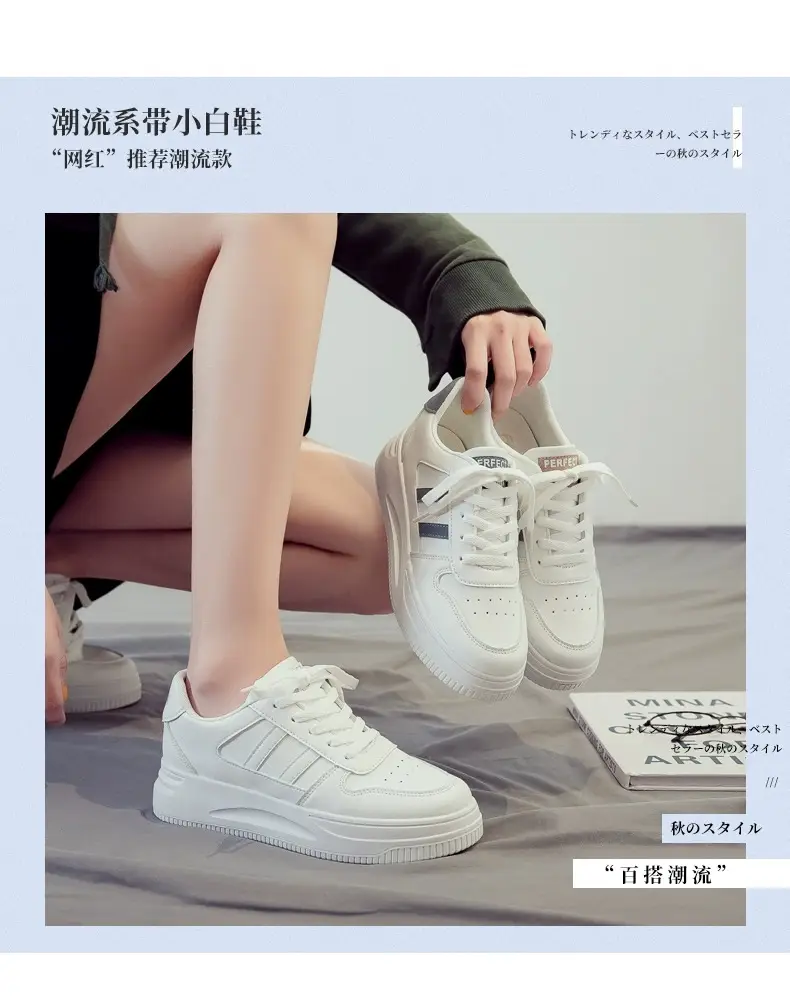 Women White Casual Sneakers 2025 Spring Autumn Ins — feature 2