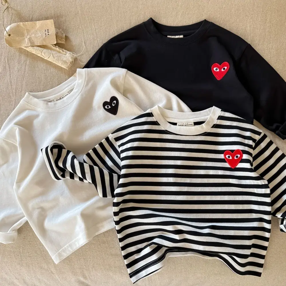Sweet Red Heart T-Shirt for Boys Long Sleeve Cotton - Image 5