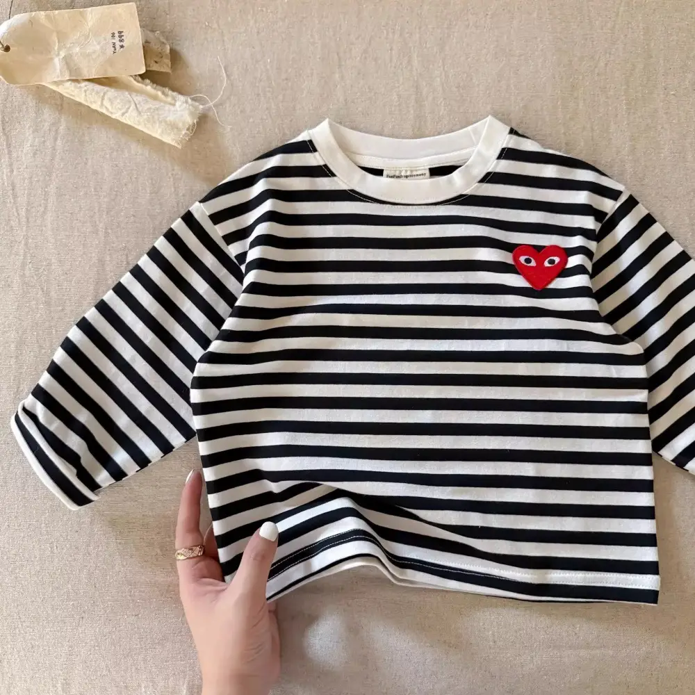 Sweet Red Heart T-Shirt for Boys Long Sleeve Cotton - Image 2
