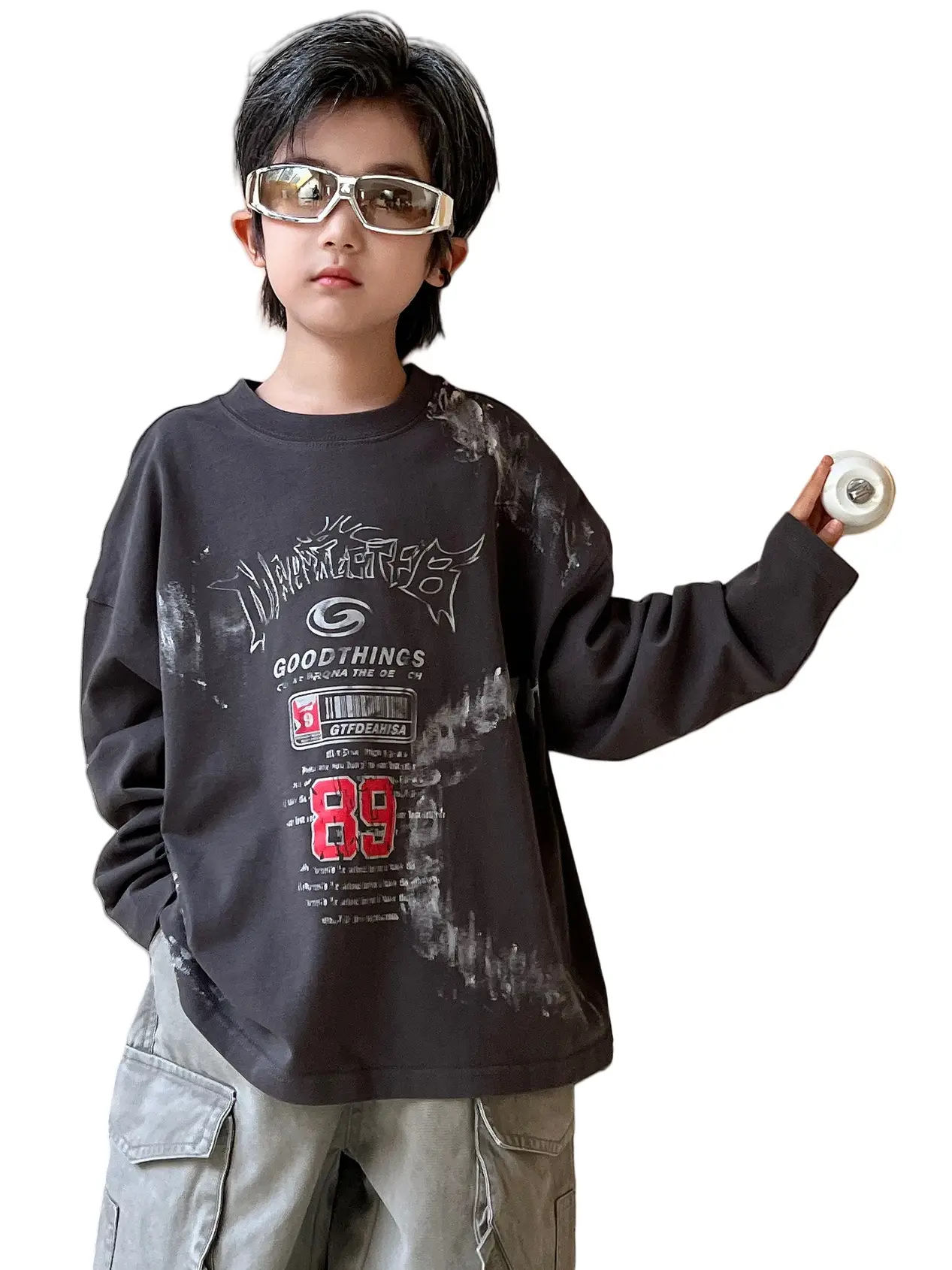 Retro Boys Cotton Long Sleeve T-Shirt Green Bag - Image 7