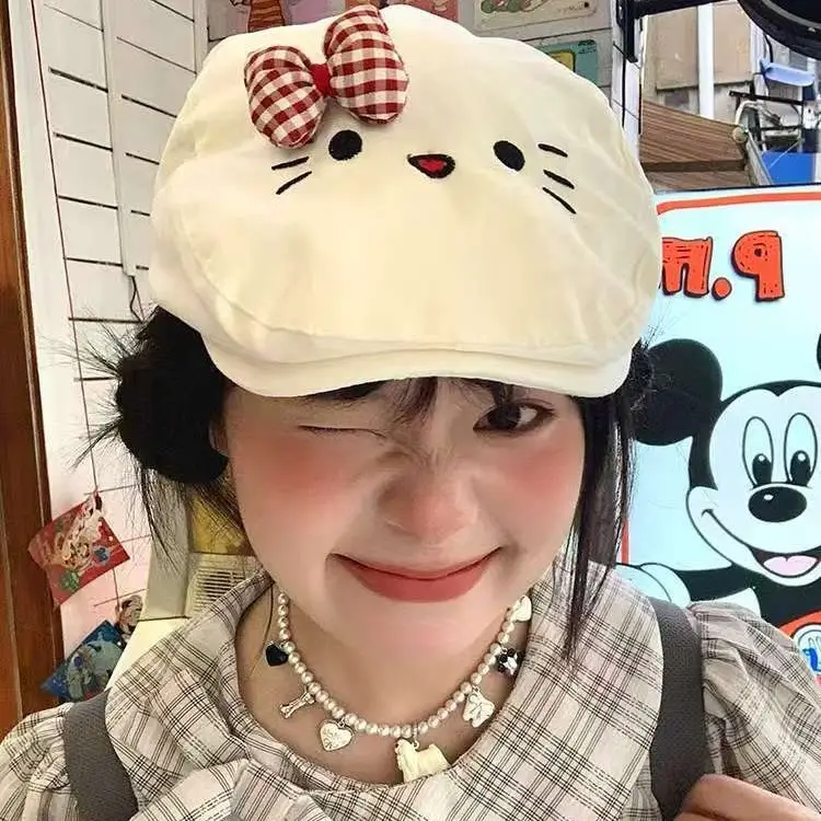 Hello Kitty Bowknot Cat Cap for Women Spring Summer - Image 3