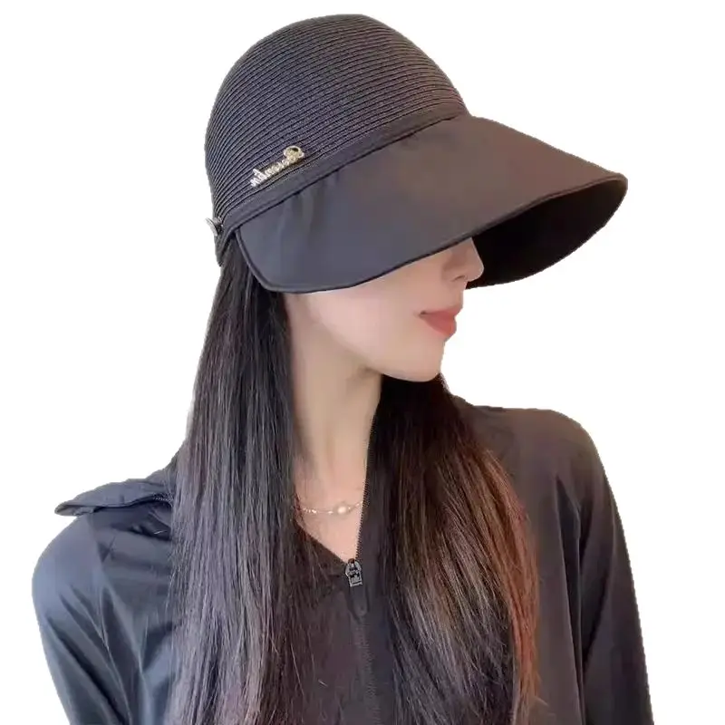 Women Wide-Brim Sun Hat Beige Travel Cap - Image 9