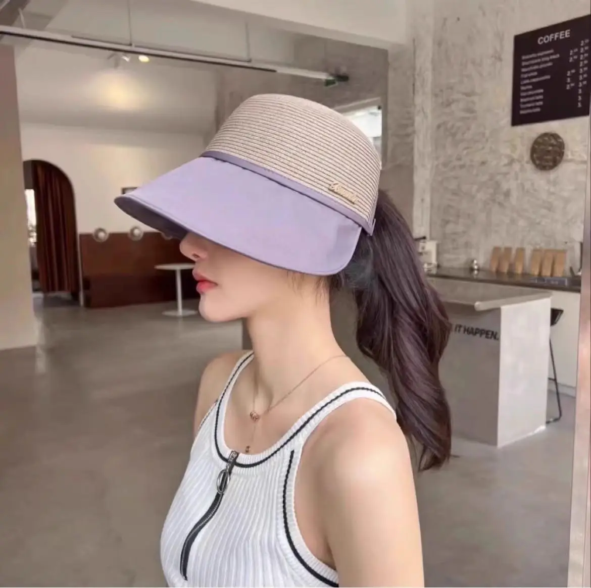 Women Wide-Brim Sun Hat Beige Travel Cap — feature 10