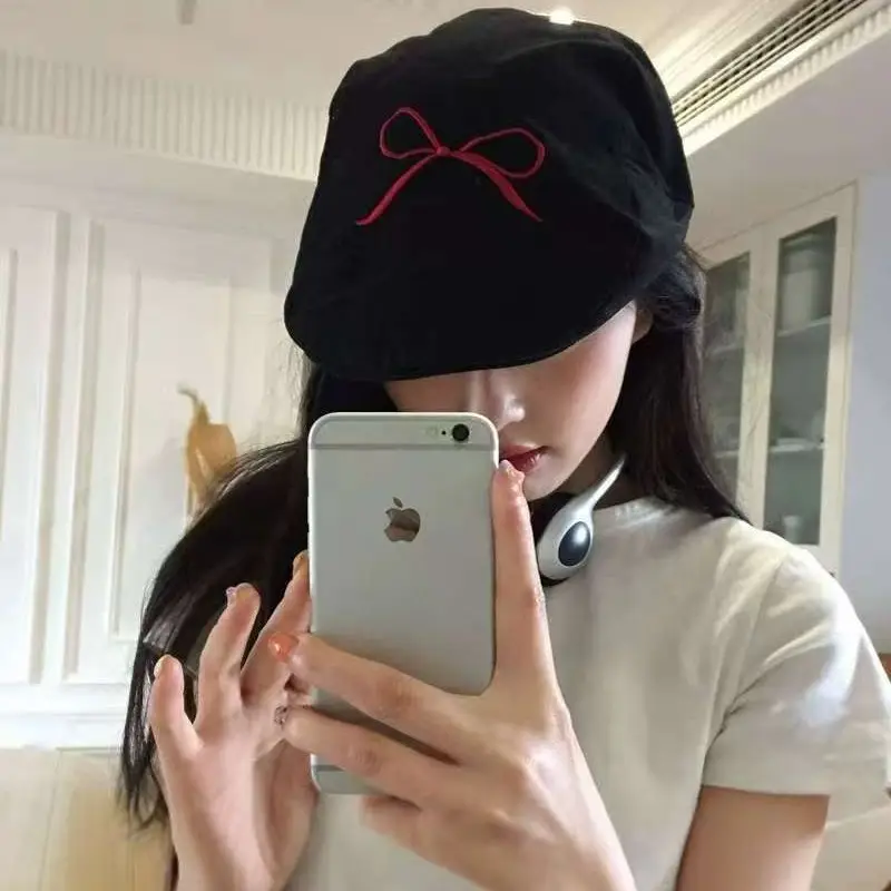 Women's American Style Bowknot Denim Cap Lightweight Summer Duckbill - Image 6