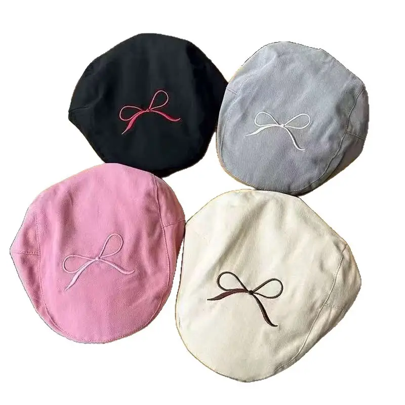 Women's American Style Bowknot Denim Cap Lightweight Summer Duckbill - Image 9