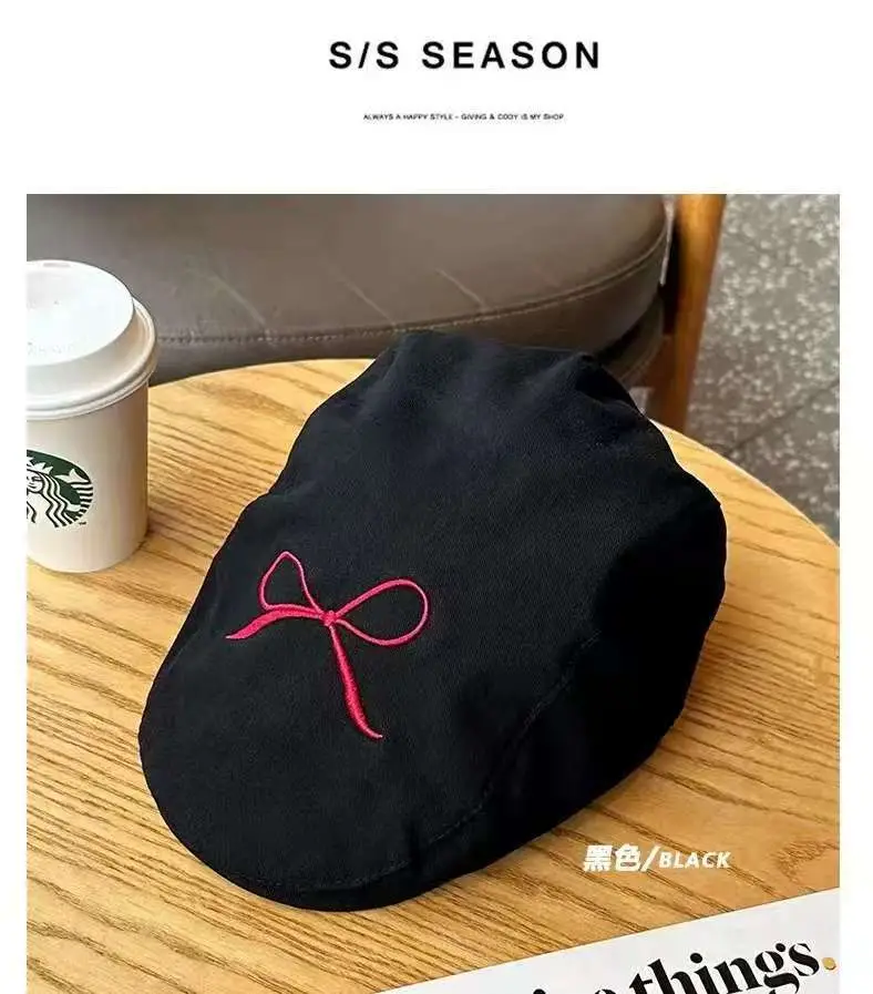 Women's American Style Bowknot Denim Cap Lightweight Summer Duckbill — feature 10