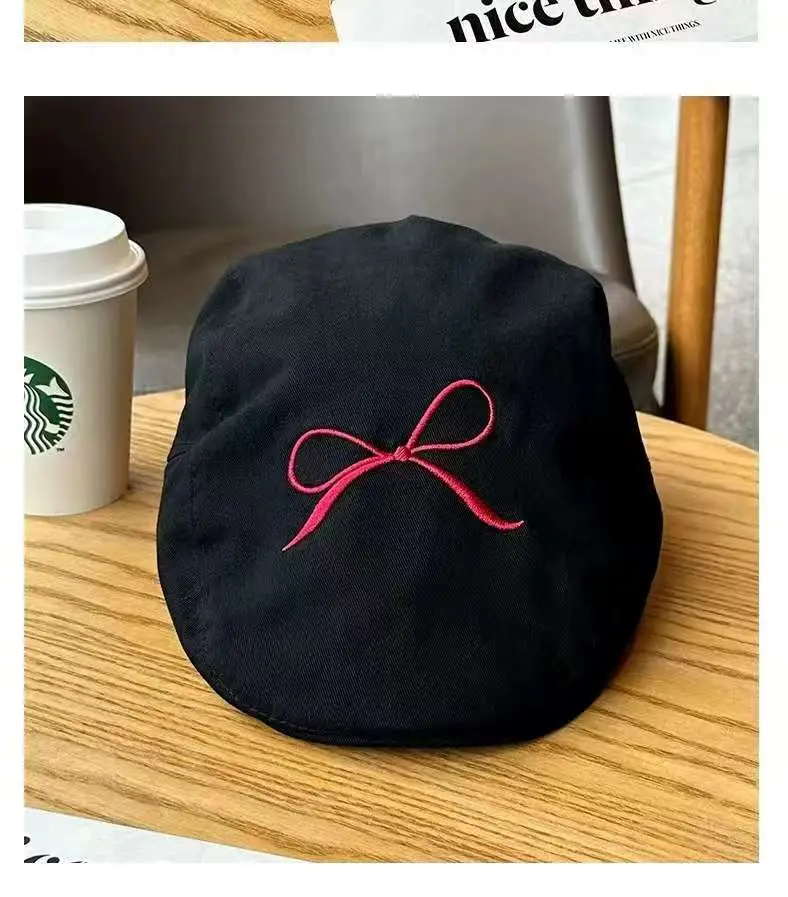 Women's American Style Bowknot Denim Cap Lightweight Summer Duckbill — feature 11